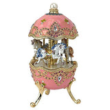 Design Toscano Horse Carousel Romanov Style Enameled Music Box Eggs, Pink