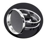 Rockin Beads Silver Plated 16.7mm Bezel Cup Ring Settings Adjustable Us 6.75/Larger