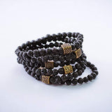 Paxcoo 50pcs 8mm Lava Beads Black Lava Rock Stone Beads Bulk Kit with Elastic Bracelet String for