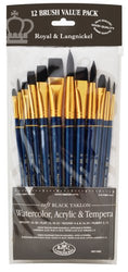 Royal Brush Manufacturing Royal and Langnickel Zip N' Close 12-Piece Brush Set, Soft Black Taklon