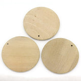 Housweety 50pcs Wood Charm Pendants Round Natural 3cm Dia.(1 1/8")