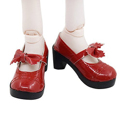 2.9 inch Toy Lady Dolls Shoes 7.5cm Made for 1/3 BJD Doll Female Dolls High Flat Heels (red high Heel)