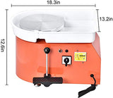Kacsoo Pottery Forming Machine 25CM 350W Electric Pottery Wheel with Foot Pedal DIY Clay Tool Ceramic Machine Work Clay Art Craft for Both Professionals and Amateur Ceramic Enthusiasts(Orange)