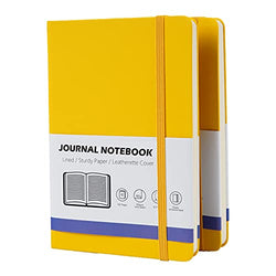 OLAI A5 Lined Journal Notebook, 192 Pages, 2 Pack, Hardcover Notebook with Leatherette Cover, a Perfect Match for Office, School, Journal, Carrying Around. (Yellow, 192 Pages)