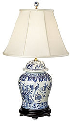 English Floral Hand-Painted Porcelain Ginger Jar Table Lamp