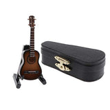 F Fityle 1/12 Dollhouse Miniature Wood Guitar with Storage Case Music Room Decoration - Dark Brown