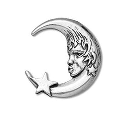 Sterling Silver Fantasy Quarter Moon with Face and Star Charm/Pendant Item #3567