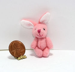 Dollhouse Miniature 1:12 Scale Soft Pink Jointed Easter Bunny Rabbit