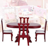 1:12 Dollhouse Desk Table Set, Miniature Doll House Kitchen Table Chair Set Accessory Room Furniture Toy