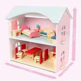 Toddler Wooden Dollhouse Toys for Girls with Furniture Accessories, 3 Rooms to Build for Dress up and Pretend Play