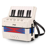 Mugig Keyboard Accordion, 17 Key Keyboard Piano with 8 Bass Button, include Air Valve, Adjustable Shoulder Strap, Kid Instrument for Early Childhood Development (White)