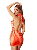 Romwe Women's Tie Dye Sleeveless Criss Cross Backless Lace Up Halter Mini Bodycon Dress Orange S