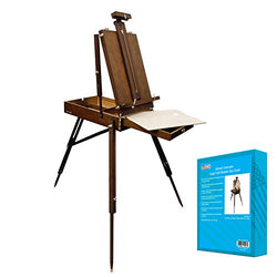 US Art Supply Walnut Coronado French Style Easel & Sketchbox with 12" Drawer, Wooden Pallete &