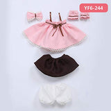 MEESock 5Pcs Fashion Casual BJD Girl Doll Clothes Set Pink Top + Shorts + Black Skirt + Bowknot + Hand Sleeve for 1/6 SD Dolls