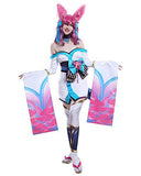 Miccostumes Women's Game Lotus Dress Cosplay Costume with Tail and Fox Ears (Multicolored, Small)