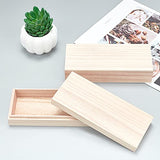 OLYCRAFT 2PCS Unfinished Wood Box with Lid Wooden Storage Box with Cover Natural Wooden Box for Jewelry Storage