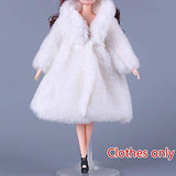 4 PCS Multicolor Long Sleeve Soft Fur Coat for 11.5 Inch Flannel Outfit Tops Dress Winter Warm Accessories Clothes Casual Wear for Barbie Doll Kids Toy Xmas Gift
