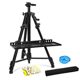 STANDNEE 2Packs Art Easel Stand, Artist Easel Painting and Displaying, 20" to 61" Artist Tripod with Tray, Adjustable Height Display Easel with Portable Bag/Folding Keg/Apron.(2packs, Black)
