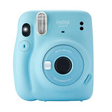 Fujifilm Instax Mini 11 Polaroid sky Blue Instant Camera Plus Original Fuji Case, Photo Album and Fujifilm Character 10 Films (Black)