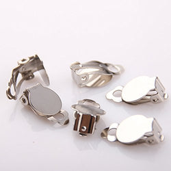 20 PCS (10 Pairs) Clip-on Earring Findings Pad Base Flat Back Round Tray Blank Setting No Need