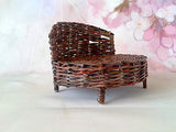 Miniature Wicker Bed. 1:6 scale Dollhouse Bedroom Furniture Handmade