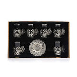 Alisveristime (SET OF 6) Handmade Turkish Tea Water Zamzam Serving Set Glasses Saucer and Spoon (Ottoman) (Silver)