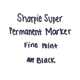 Sharpie Super Permanent Marker, Fine Point, Black, 6 Count