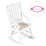 Tinksky Dollhouse Wooden Chair, 1:12 Dollhouse Miniature Wooden Rocking Chair Model (White)