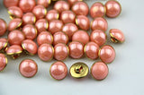 Pack of 100pcs 13mm Champagne Pearl Half Resin Dome Cap Copper Base Buttons for Crafting Sewing