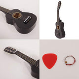 Beginner Acoustic Guitar with Pick and Steel String, 21 inch Mini 6-String Acoustic Guitar Bundle Kit Stringed Musical Instrument Bundle for Students Children Adult (US STOCK) (21inch, Black)