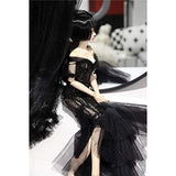 XSHION 1/4 BJD Doll Clothes, Black Wedding Dress for Ball Jointed Doll Skirt Clothes Accessories Dress Up Clothing Pretend Play Toy