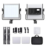 FOSITAN LED Video Light with 79 inches Stand LCD Display Bi-Color 3960 Lux SMD LED CRI 96+ U-Bracket Metal Shell Video Lighting Kit for YouTube Studio Photography Shooting