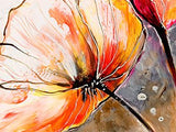 artgeist Hand Painted Canvas Wall Art Flowers 47.2” x 31.5” 3 pcs Picture Image Artwork Modern Contemporary Framed Art Home Office Decoration Beige Red Orange 22353
