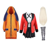 Yomoduki Runa Cosplay Costume Full Costume Kakegurui Anime Gambler School Uniform Full Set With Wig (Size : Medium)