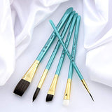 Royal & Langnickel Menta, 5 pc Stroke Variety Brush Set for Watercolor Paints, Includes - Stroke, Round, Angular, Scrubber & Script Brushes