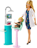 Barbie Dentist Doll, Blonde, and Playset with Blonde Patient Small Doll, Sink, Chair and More, Career-Themed Toy for 3 to 7 Year Old Kids
