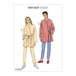 Vogue V9334Y Very Easy Women's Loose-Fitting Wrap Jacket and Tapered Pants Sewing Patterns, Sizes 4-14
