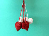 Miniature Hearts Set, Crochet Valentines Day Favor Ornament, Handmade Garland