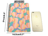 4 Pack A5 Spiral Notebook Journal,Wirebound Ruled Sketch Book Notepad Diary Memo Planner,A5 Size(8.3X5.7") & 80 Sheets (Leaf&Flower)
