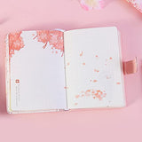 Cute Cartoon Notebook, Kawaii Journal Notebook Sakura Series Japanese Sketchbook, Leather Cover Journal Diary Notebook with Magnetic Buckle 224pages (pink2)