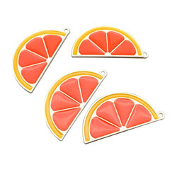 SANQIU Enamel Orange Charm Pack of 10 for Jewelry Making Fruit Pendant