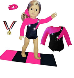 Doll Connections 18 inch Doll Gymnastics Outfit Compatible with American Girl, Adora, Kindred Hearts, Our Generation and Journey Girls Doll Clothes (4 Pieces in All)