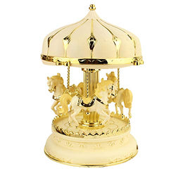 CMrtew Carousel Music Box Color LED Light Flashing Luminous Rotating 3-Horse Melody Music Box