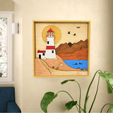 ImprovingLife Wall Art Decor Lighthouse on the Cliff Landscape Wood Sculpture 3D effect