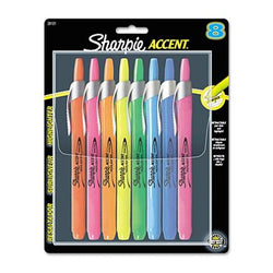 Sharpie Accent Retractable Highlighters, Chisel Tip, Assorted Colors, 8/Set