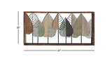 Deco 79 Metal Leaf Varying Texture Wall Decor with Wood Frame, 47" x 3" x 22", Brown