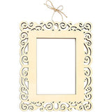 Wooden Picture Frames for Crafts, Unfinished Cutout with String (6 Pack)