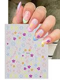 TOROKOM 3D Embossed Flower Nail Art Stickers Decals, 4 Sheet Nail Decals Spring Colorful Daisy Blossom Floral Self-Adhesive Nail Design Nail Art Supplies for Women Manicure Decoration