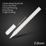 White Paint Pen, 0.8mm Acrylic 4 White, 2 Gold, 2 Silver Permanent Marker Pens for Wood Rock Plastic Leather Glass Stone Metal Canvas Ceramic Marker Extra Very Fine Point Opaque Ink, 8 Pack