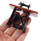 2PCS 1:12 Dollhouse Mini Furniture Sewing Machine with Scissors for Doll House Decor Retro Furniture Doll Home Life Scene Ornament Kid Pretend Toys